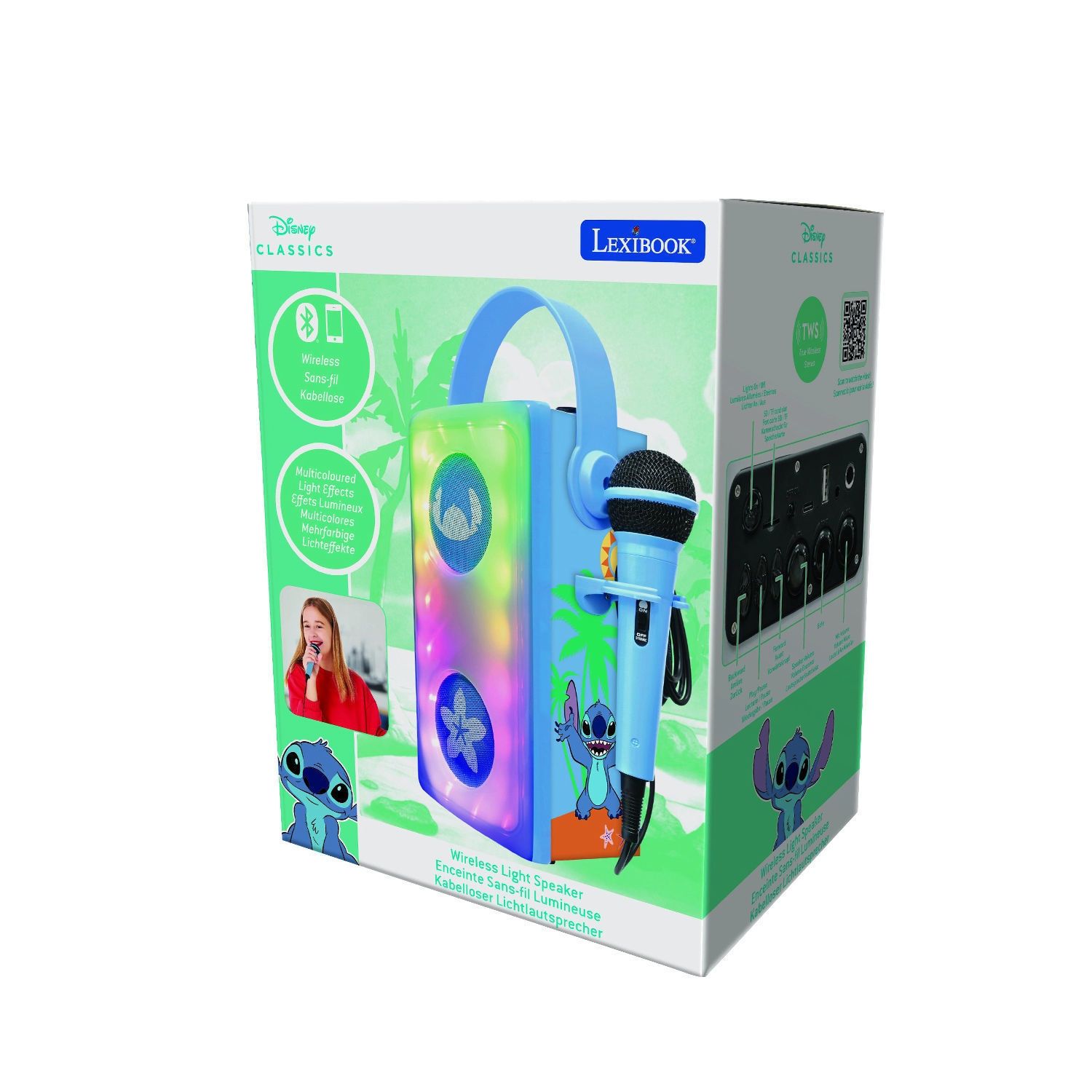 Ηχείο Bluetooth Lexibook Stitch, Μικρόφωνο, Φωτισμός, USB/SD, Μπαταρία, Μπλε BTP185DZ