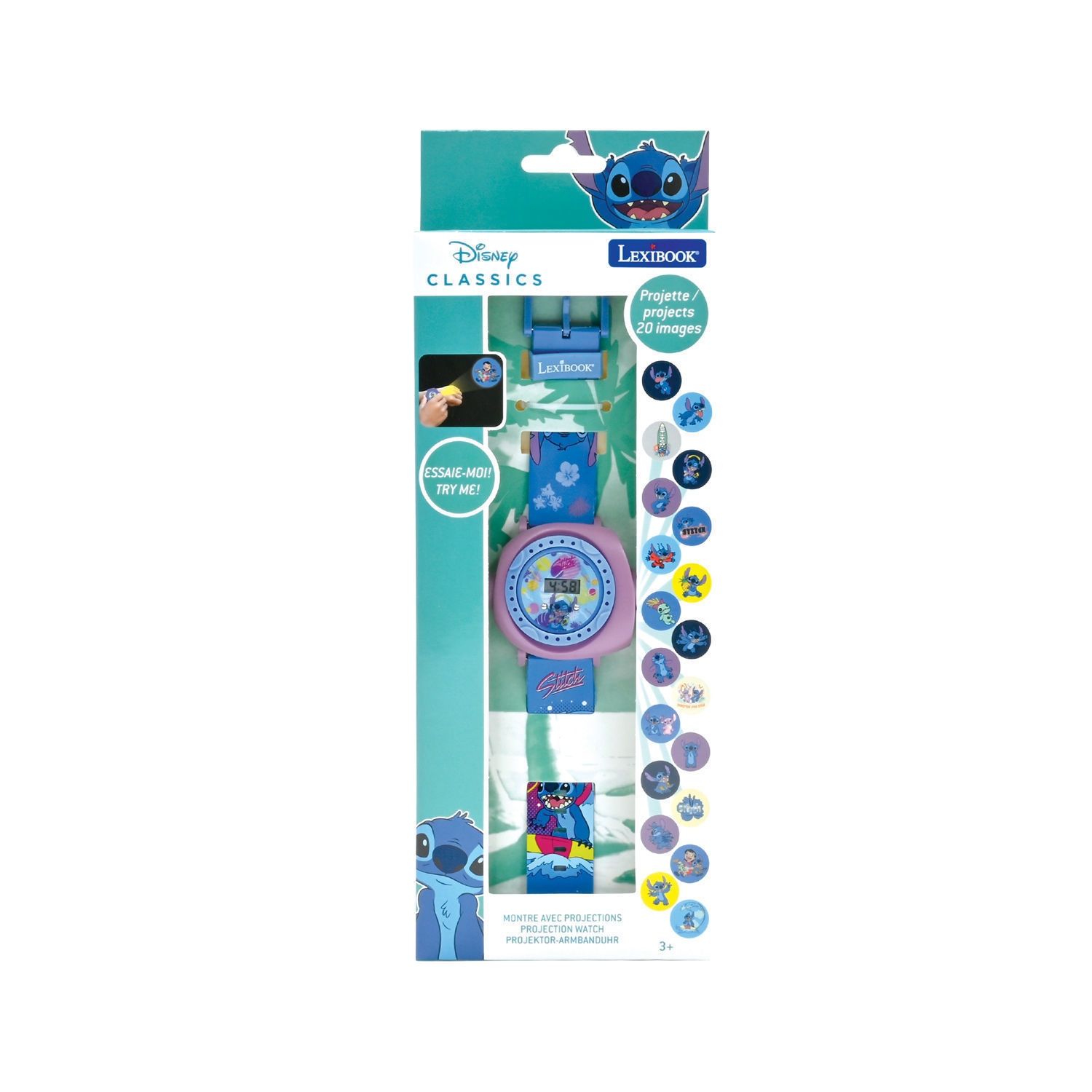 Ψηφιακό Ρολόϊ Προτζέκτορας Με 20 Εικόνες Disney Stitch Lexibook DMW050D