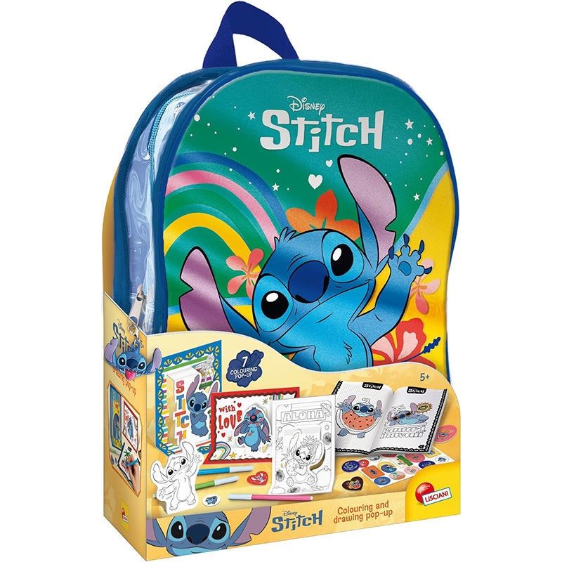 Σακίδιο Stitch Σχεδιάζω & Χρωματίζω Lisciani | Δημιουργικό Σετ Pop-Up για Παιδιά 5+
