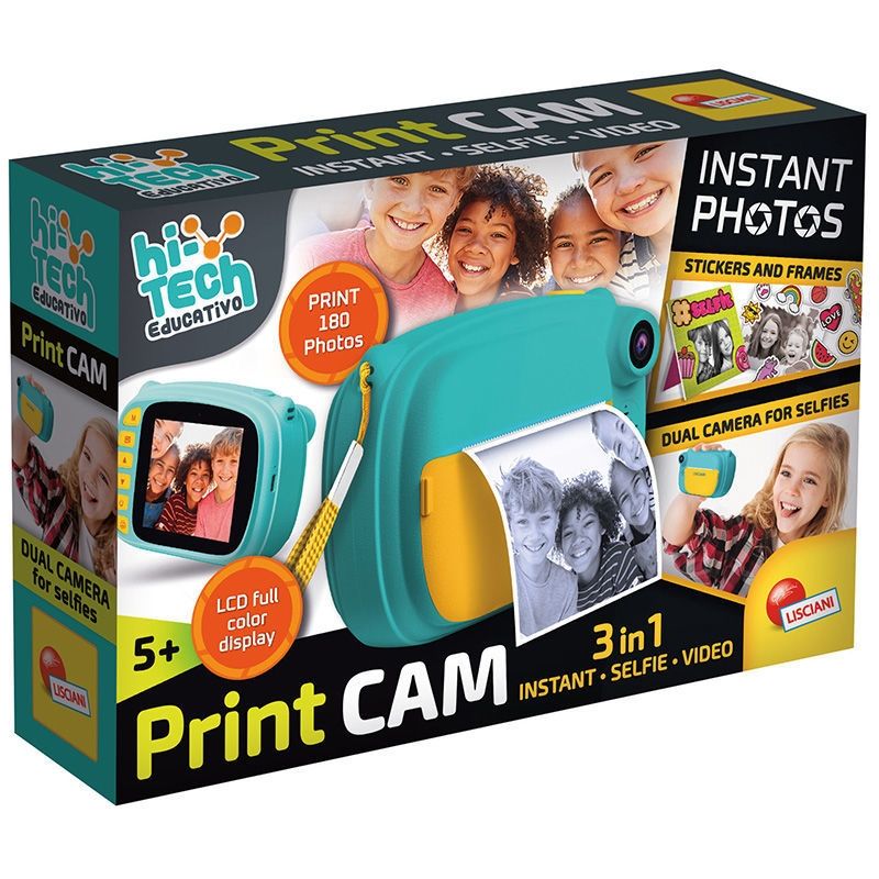 Print CAM Lisciani - Στιγμιαία Κάμερα 3 σε 1 με Εκτύπωση, Selfie & Video 5+ Ετών 101047